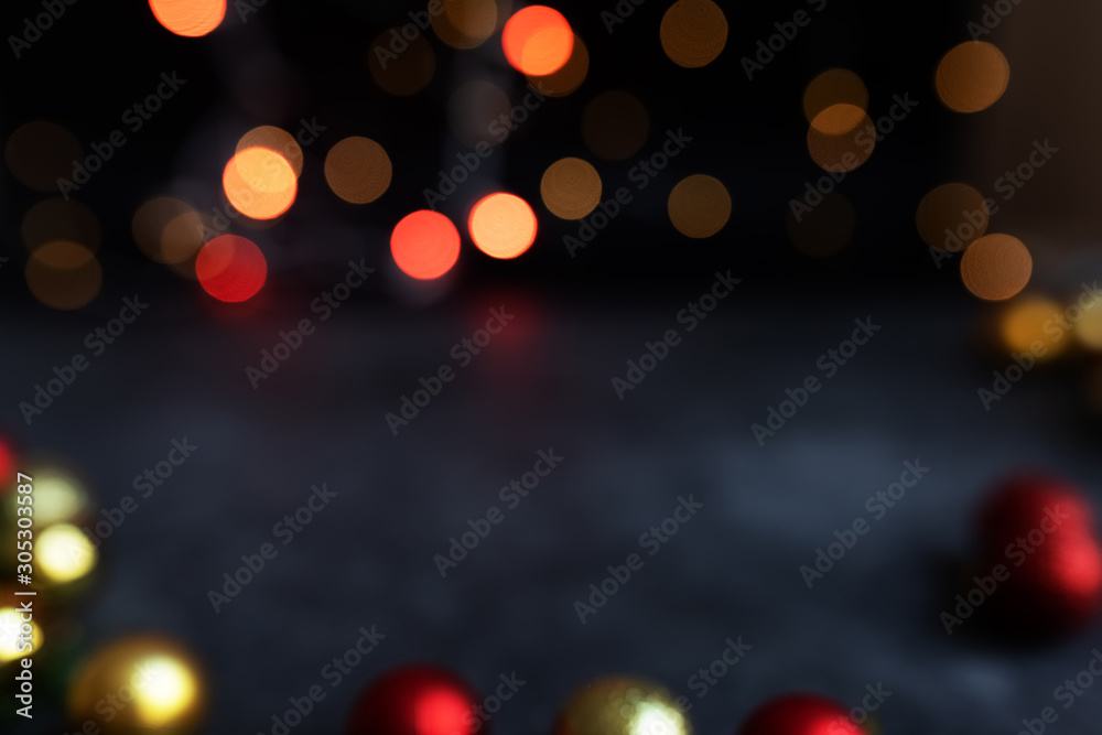 Abstract bokeh texture Christmas lights on a dark background. Sparkling lights product background. Bokeh background of garland lights. - obrazy, fototapety, plakaty 