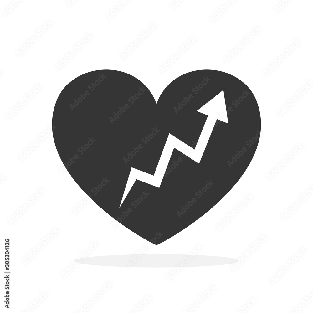 Vector Heart icon with up arrow. Vector Heart icon with up arrow.