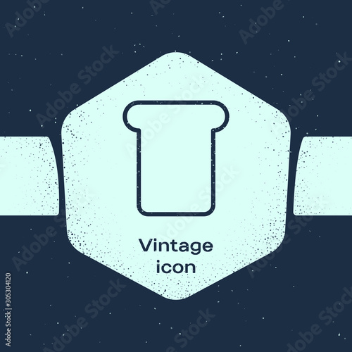 Grunge line Bread toast for sandwich piece of roasted crouton icon isolated on blue background. Lunch, dinner, breakfast snack. Monochrome vintage drawing. Vector Illustration