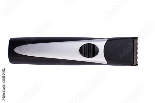 Modern electric hair trimmer isolated on white. Beard trimmer on white background.