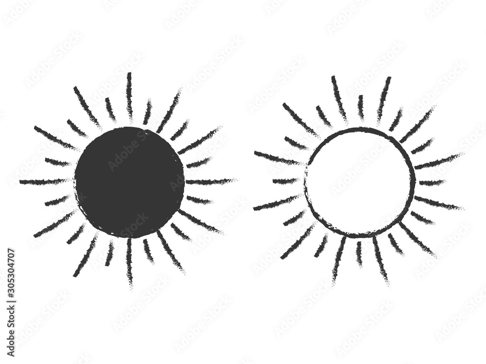 Set of vector sun symbols.