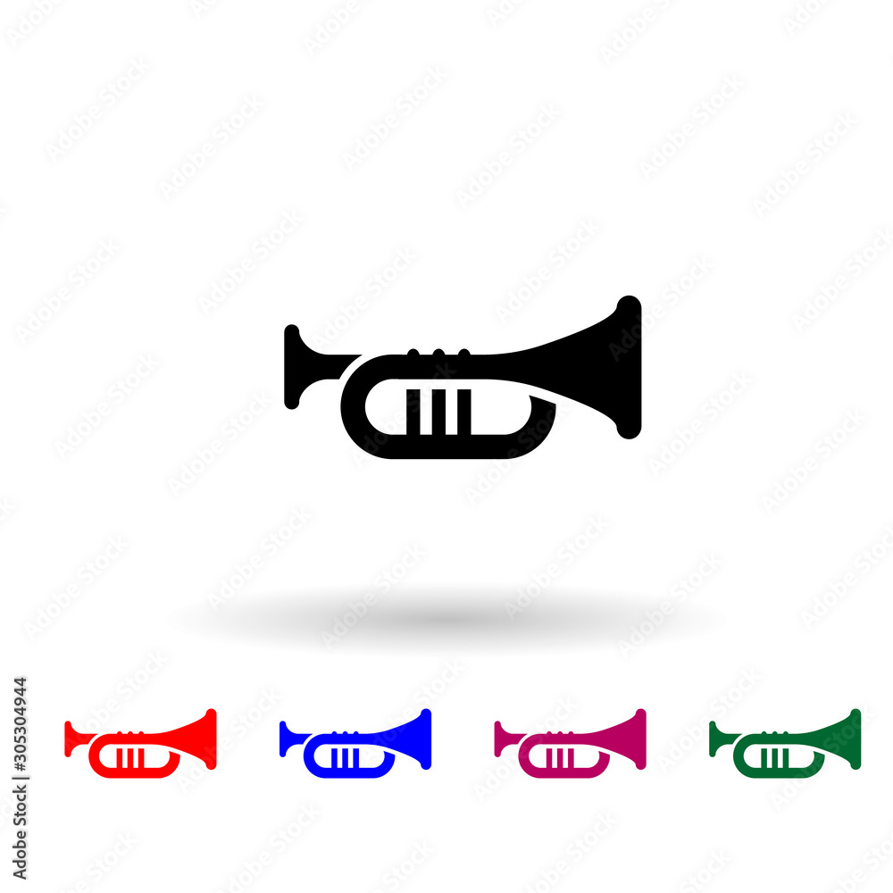 Trumpet multi color icon. Simple glyph, flat vector of music instrument icons for ui and ux, website or mobile application