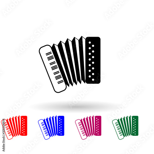Accordion multi color icon. Simple glyph, flat vector of music instrument icons for ui and ux, website or mobile application