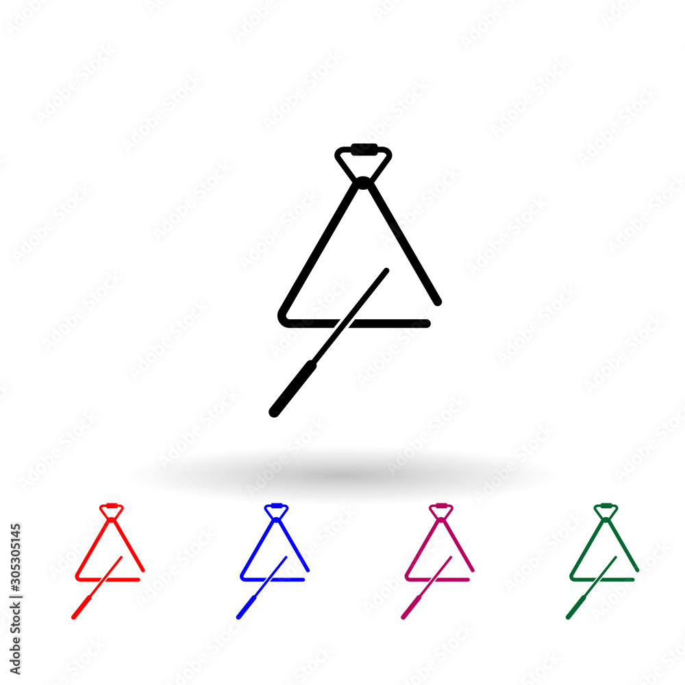 Musical triangle multi color icon. Simple glyph, flat vector of music instrument icons for ui and ux, website or mobile application Musical triangle multi color icon. Simple glyph, flat vector of music instrument icons for ui and ux, website or mobile application