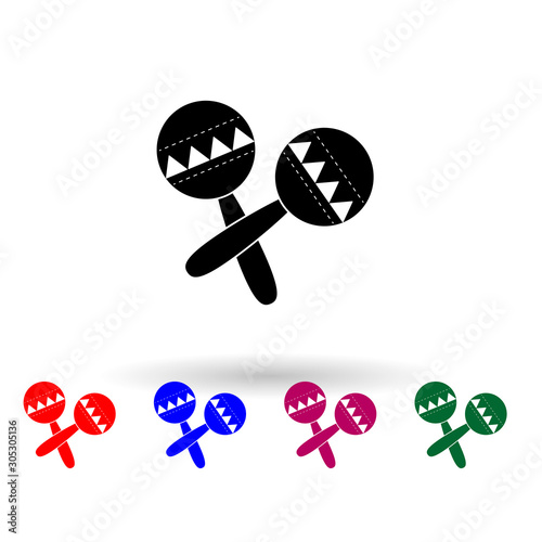 Maracas, rumba shakers or shac-shacs musical instrument multi color icon. Simple glyph, flat vector of music instrument icons for ui and ux, website or mobile application