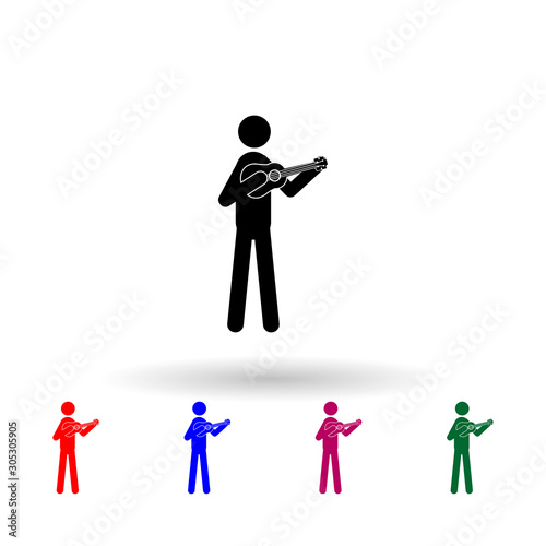 Banjo player multi color icon. Simple glyph, flat vector of music icons for ui and ux, website or mobile application