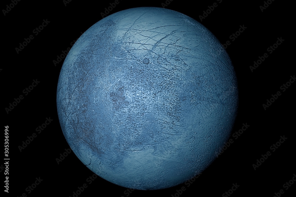 Fototapeta premium Satellite of Jupiter, Europe. On a black background. Elements of this image furnished by NASA