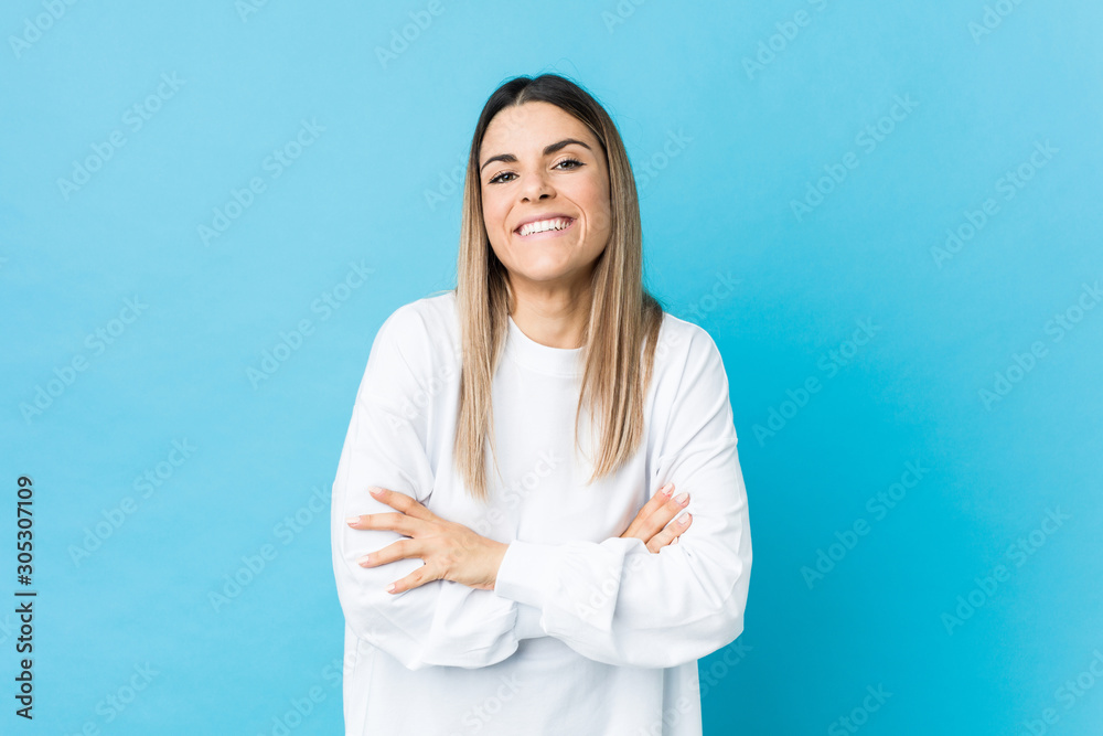 Young caucasian woman isolated laughing and having fun. Young caucasian woman isolated laughing and having fun.