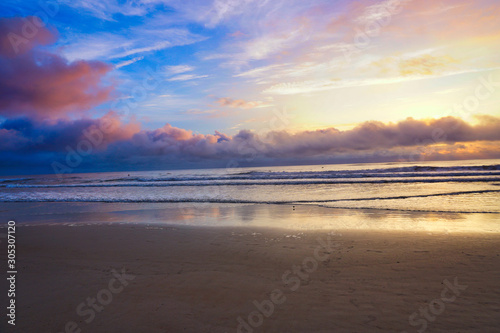 Atlantic Ocean, Beach, Coastline, Shoreline, Florida, sunset, sky, clouds, Daytona Beach, New Smyrna Beach