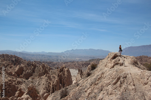 Aerial view of La Quebrada de las Flechas, and its rocky peaks, Argentina