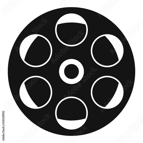 Film reel icon. Simple illustration of film reel vector icon for web design isolated on white background
