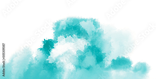 Blue gradient watercolor background Artistic painting in shades of blue. Colorful paint splashes.