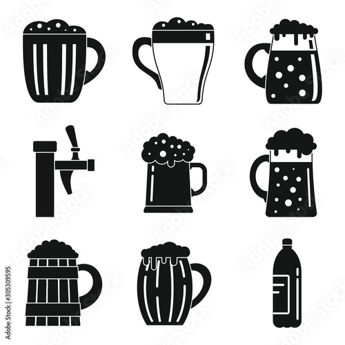 Kvass icons set. Simple set of kvass vector icons for web design on white background