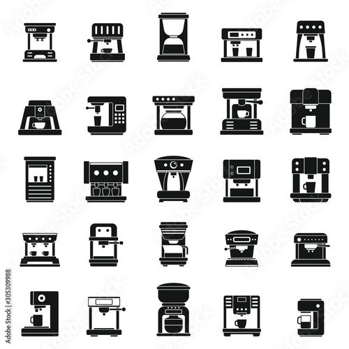 American coffee machine icons set. Simple set of american coffee machine vector icons for web design on white background