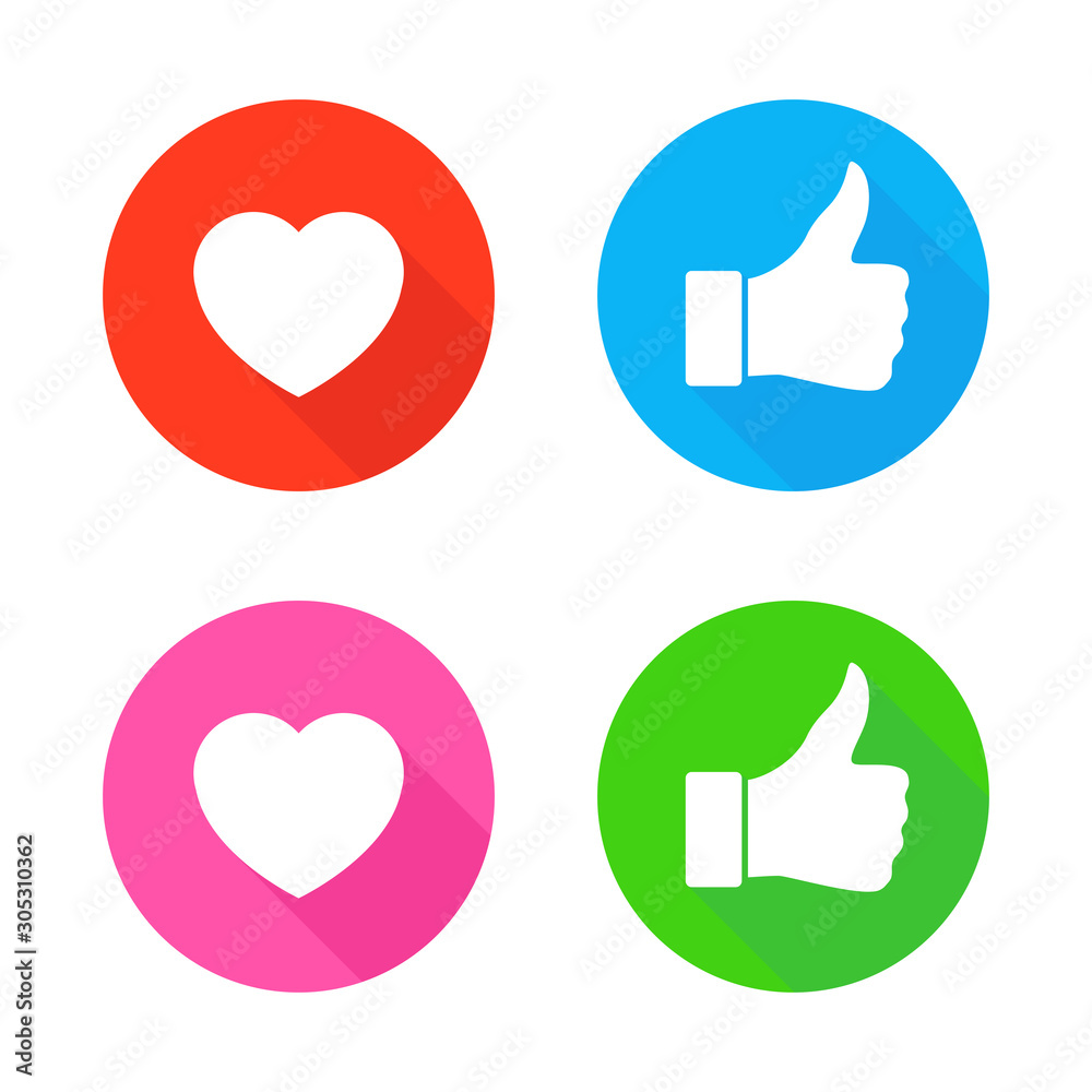 Thumb up Heart icon isolated on white background. Set of like and love icon buttons for Social Network, Chat, Vote or Mobile app. Thumb up Heart icon isolated on white background. Set of like and love icon buttons for Social Network, Chat, Vote or Mobile app.
