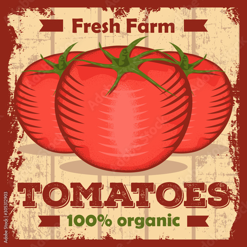 Tomatoes Tomato Ketchup Vintage Signage Poster Rustic Vector