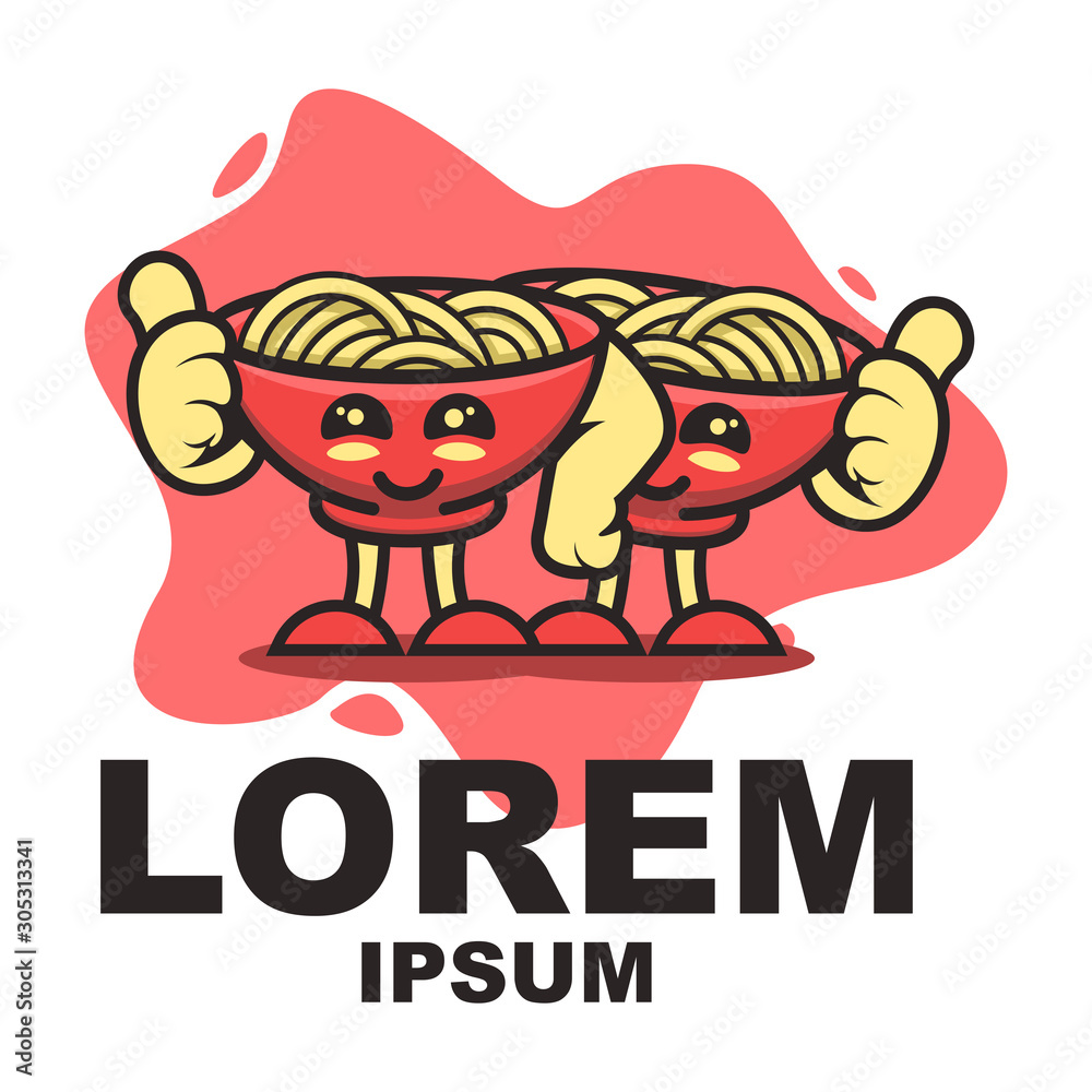 noodles mascot with expressions Logo design noodles mascot with expressions Logo design