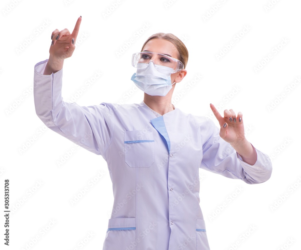 Young woman doctor isolated on white background Young woman doctor isolated on white background