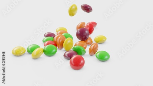 Candy falling in slow motion