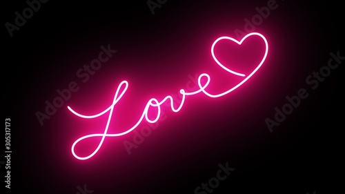 Neon Love Sign Writing in UHD Resolution - Illustration