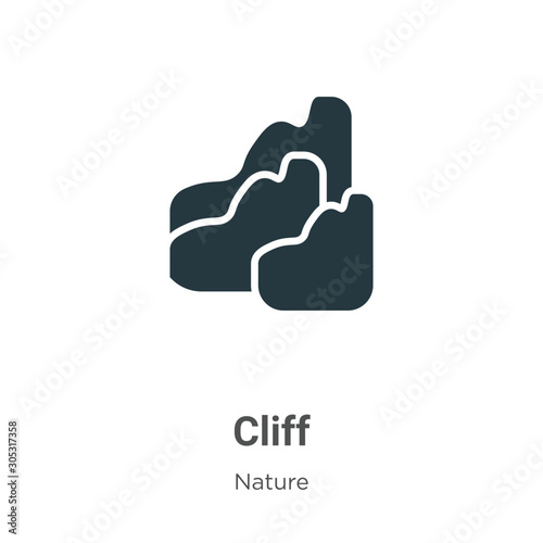 Cliff vector icon on white background. Flat vector cliff icon symbol sign from modern nature collection for mobile concept and web apps design.