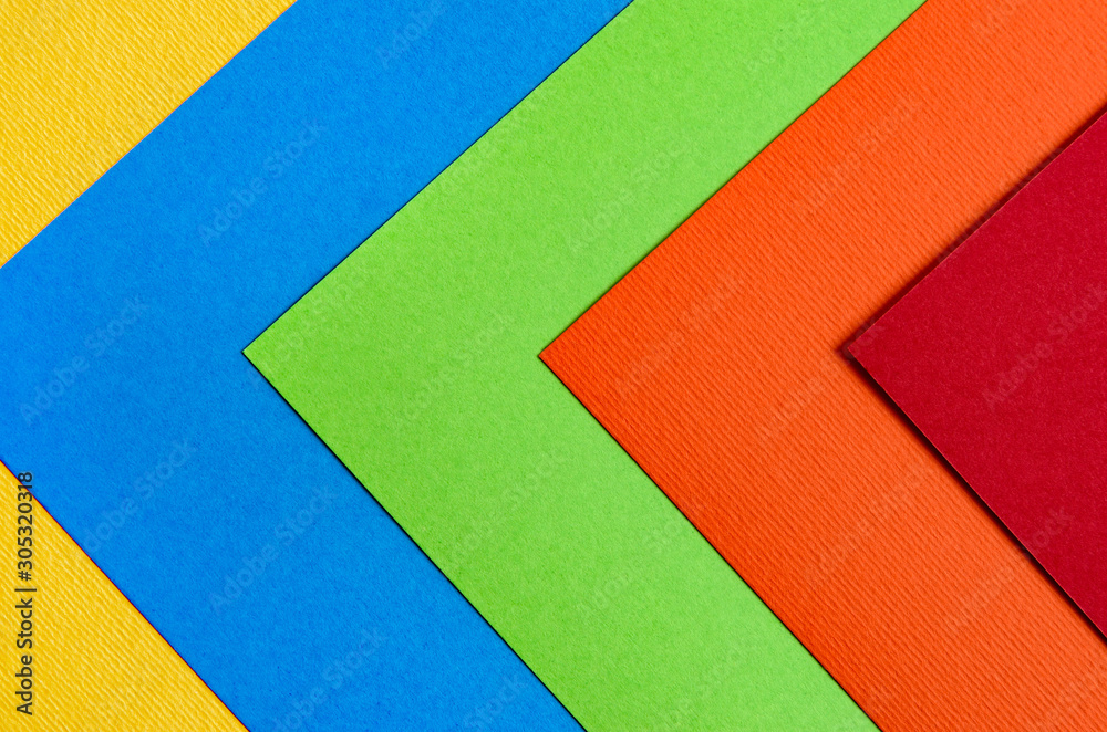 Texture of bright sheets of color cardboard closeup