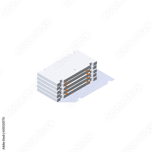 Concrete road plate icon in flat style, vector