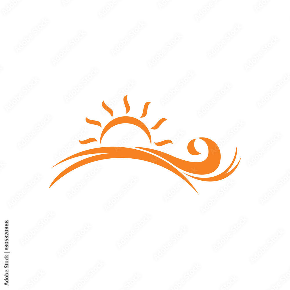 monogram sun waves horizon symbol logo vector