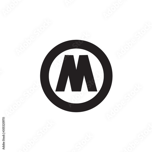letter m simple geometric circle logo vector
