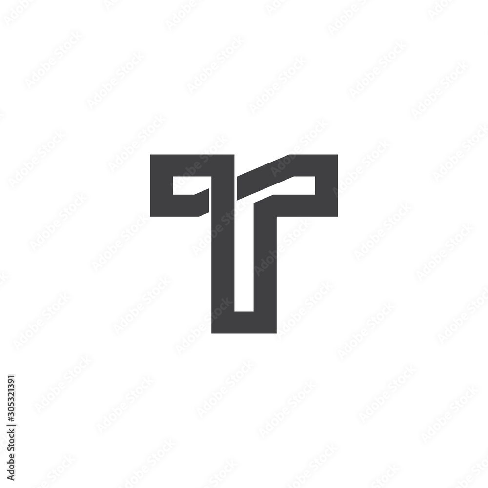 Fototapeta premium letter t infinity line overlap logo vector