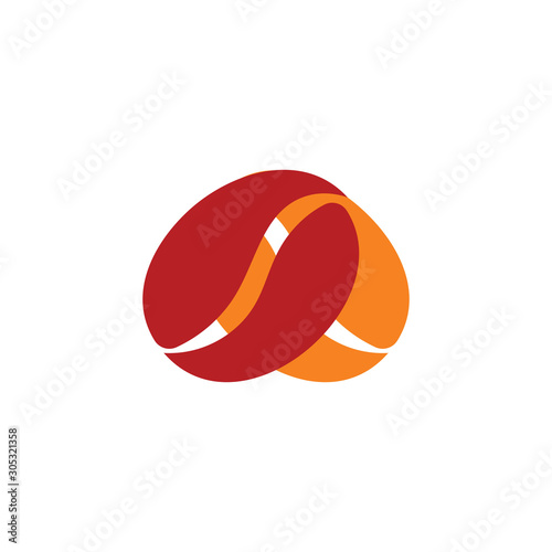 curves colorful coffee bean symbol vector