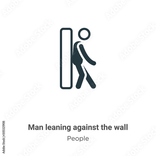 Man leaning against the wall vector icon on white background. Flat vector man leaning against the wall icon symbol sign from modern people collection for mobile concept and web apps design.