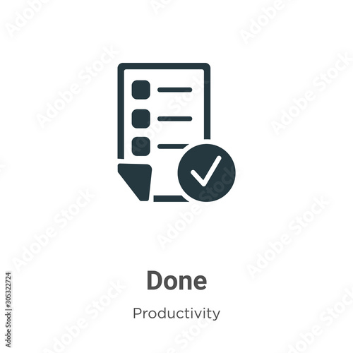 Done vector icon on white background. Flat vector done icon symbol sign from modern productivity collection for mobile concept and web apps design.