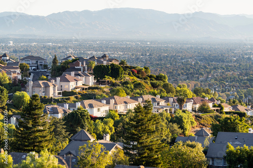 Fototapeta Hilltop San Fernando Valley view from the West Hills neighborhood in area of Los Angeles, California
