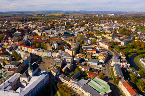 Aerial cityscape of Opava