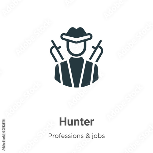 Hunter vector icon on white background. Flat vector hunter icon symbol sign from modern professions collection for mobile concept and web apps design.