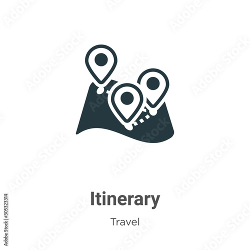 Itinerary vector icon on white background. Flat vector itinerary icon symbol sign from modern travel collection for mobile concept and web apps design.