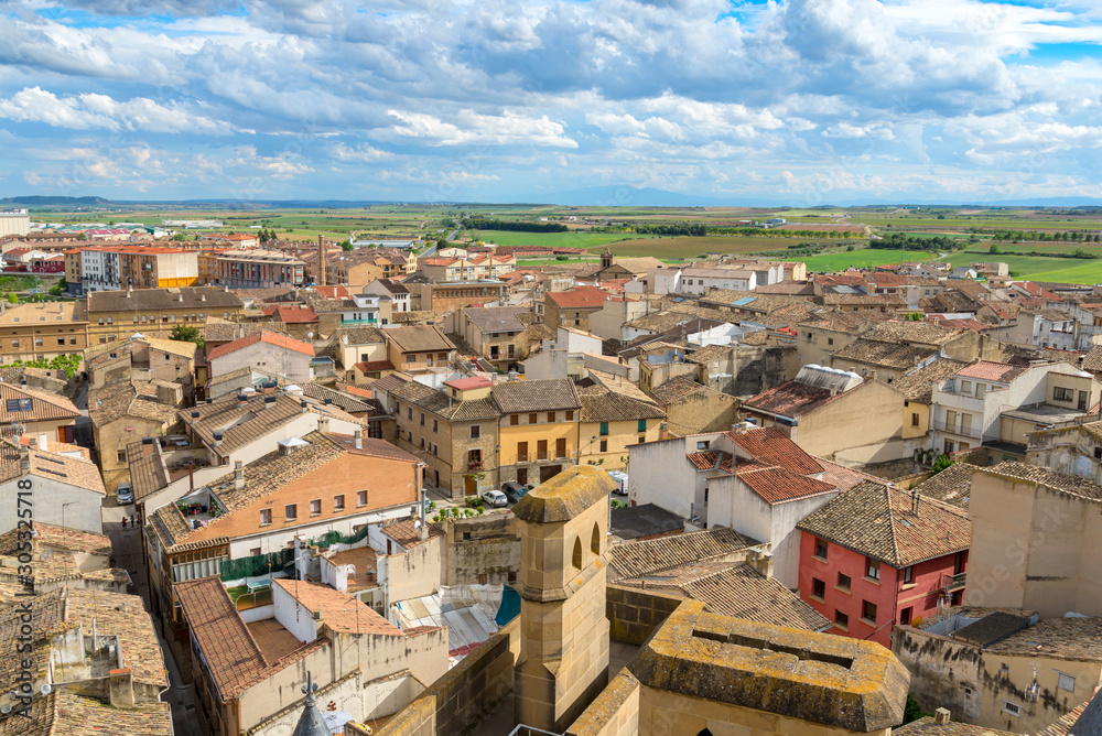 Spanish town Olite with surroundings, view from above