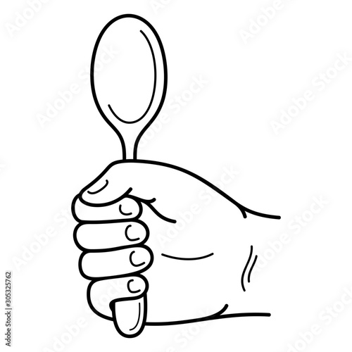 Hand holds a spoon