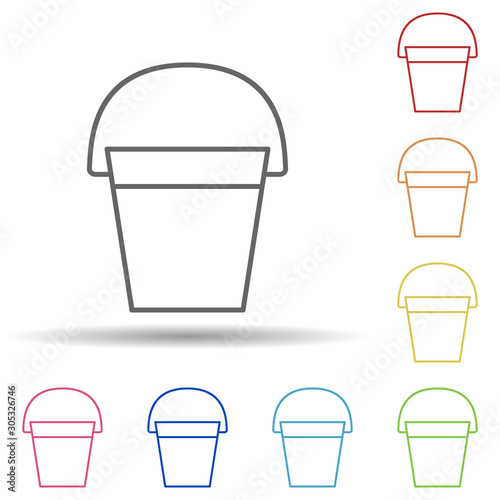 Bucket in multi color style icon. Simple thin line, outline vector of construction icons for ui and ux, website or mobile application