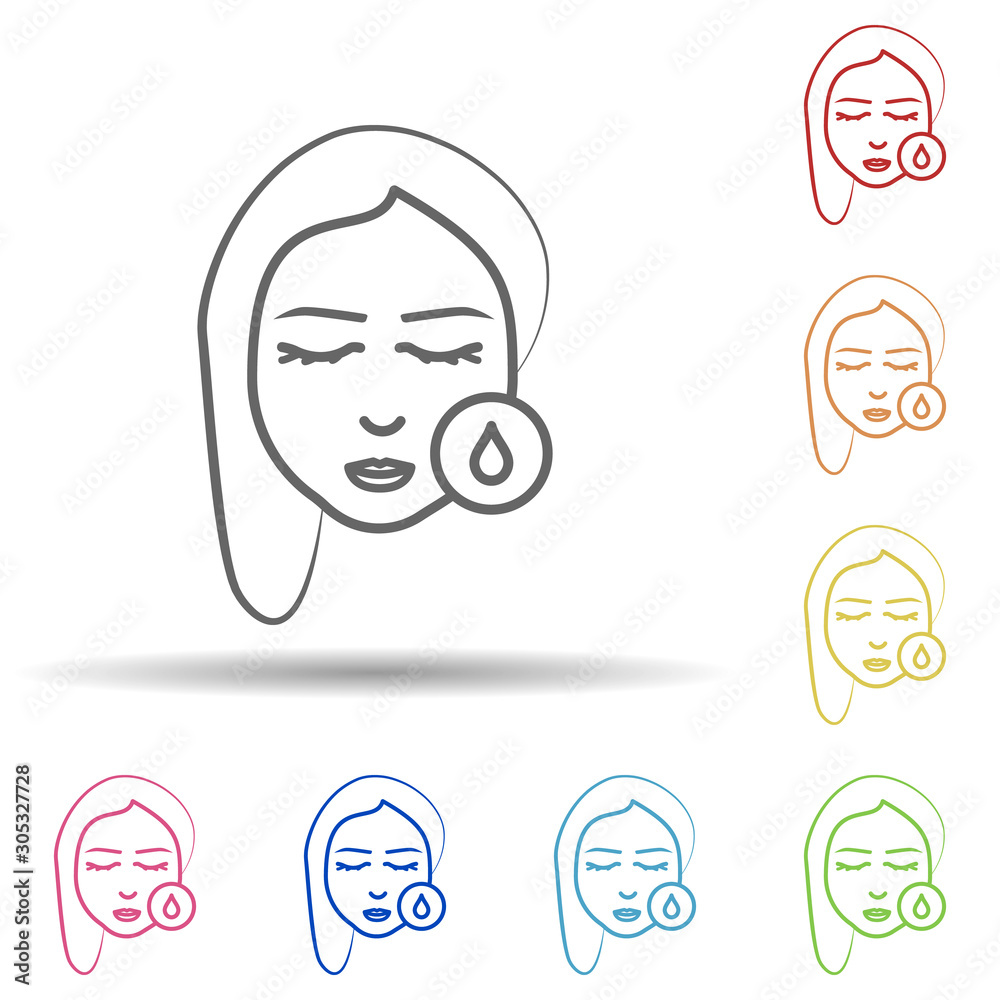 Woman, make-up, skin in multi color style icon. Simple thin line, outline vector of anti age icons for ui and ux, website or mobile application Woman, make-up, skin in multi color style icon. Simple thin line, outline vector of anti age icons for ui and ux, website or mobile application