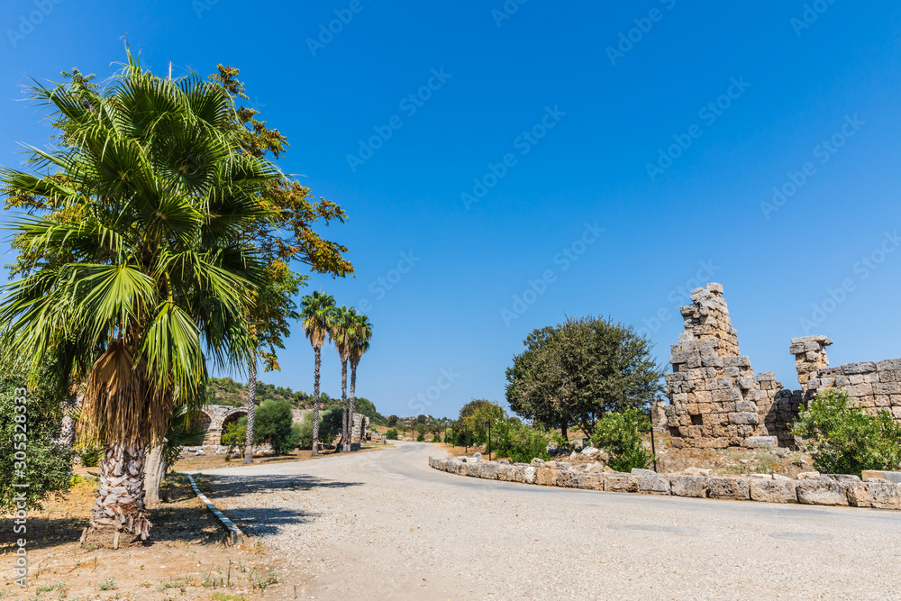 Perga or Perge, an ancient Greek city in Anatolia, a large site of ancient ruins, now in Antalya Province on the Mediterranean coast of Turkey. Perga or Perge, an ancient Greek city in Anatolia, a large site of ancient ruins, now in Antalya Province on the Mediterranean coast of Turkey.