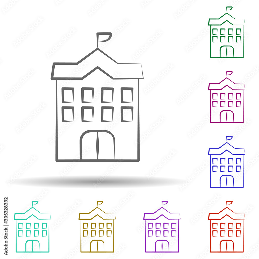 University, building in multi color style icon. Simple thin line, outline vector of biology icons for ui and ux, website or mobile application