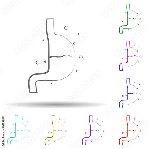 Stomach, organ in multi color style icon. Simple thin line, outline vector of biology icons for ui and ux, website or mobile application