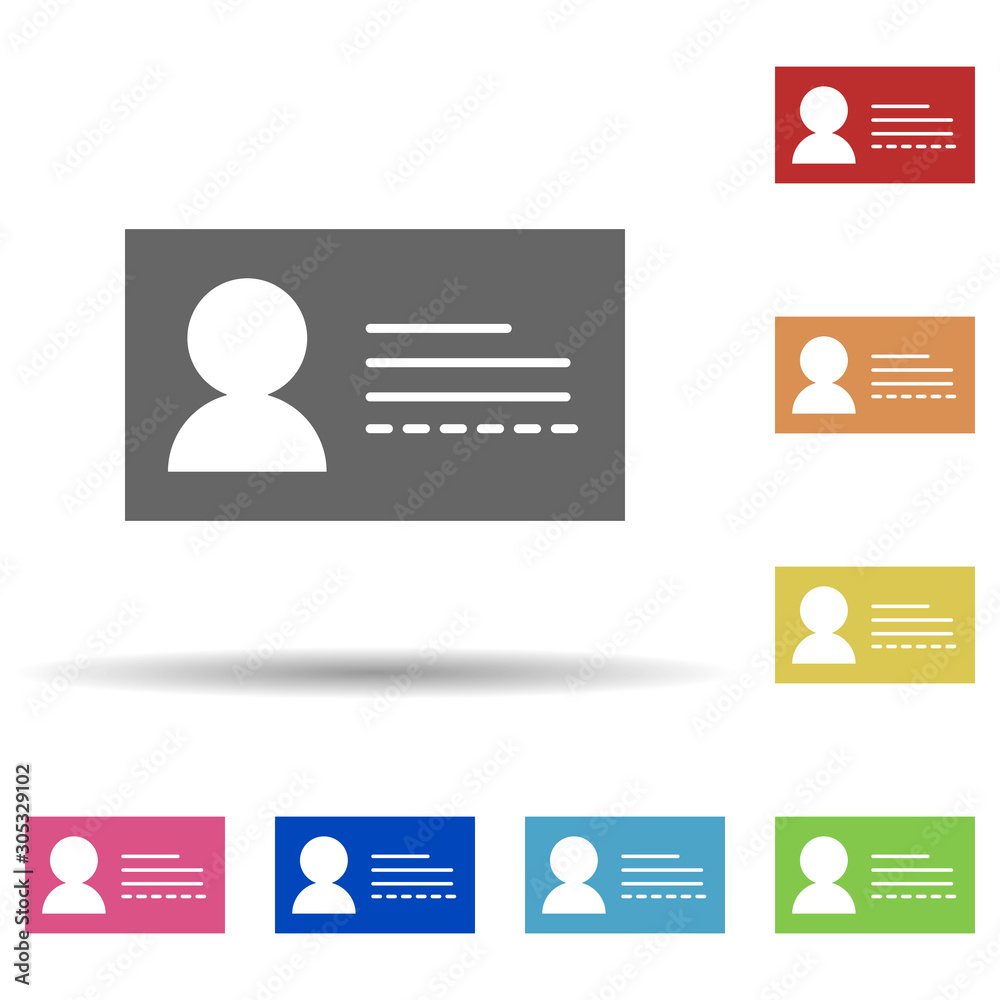 Paper, user, card in multi color style icon. Simple glyph, flat vector of business icons for ui and ux, website or mobile application