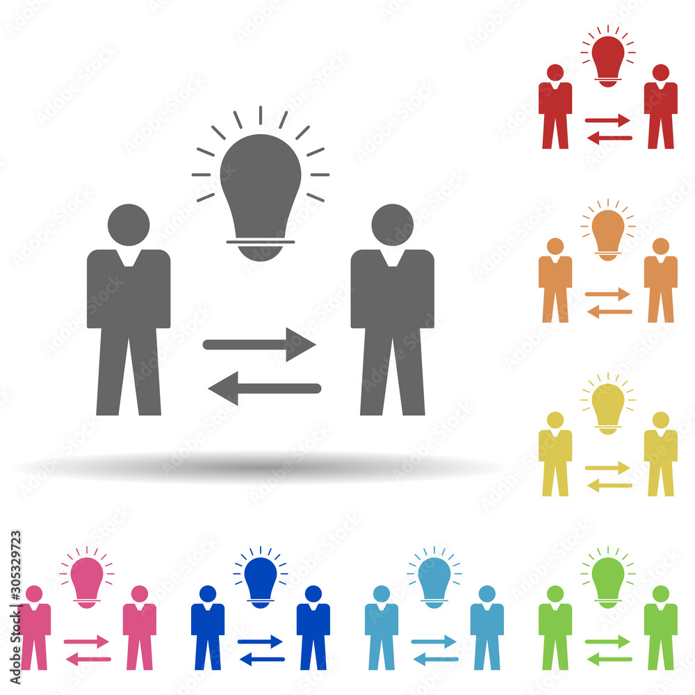 Men, bulb, transfering skills in multi color style icon. Simple glyph, flat vector of business icons for ui and ux, website or mobile application Men, bulb, transfering skills in multi color style icon. Simple glyph, flat vector of business icons for ui and ux, website or mobile application