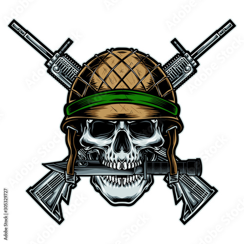 skull army with rifle vector