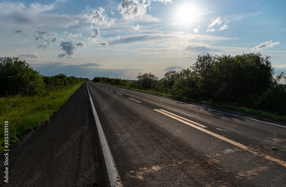 Naklejka premium The horizon with clouds and the highway paths5