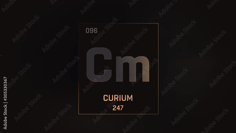 Curium as Element 96 of the Periodic Table. Seamlessly looping 3D animation on grey illuminated atom design background with orbiting electrons. Design shows name, atomic weight and element number Curium as Element 96 of the Periodic Table. Seamlessly looping 3D animation on grey illuminated atom design background with orbiting electrons. Design shows name, atomic weight and element number
