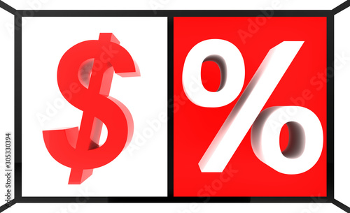 Dollar sign and percentage